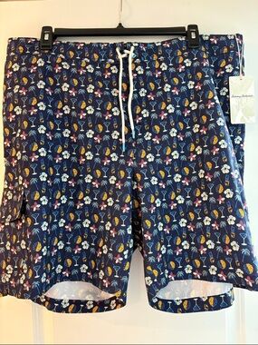 Tommy Bahama Navy Tropical Cocktail Print Men's Swim Shorts